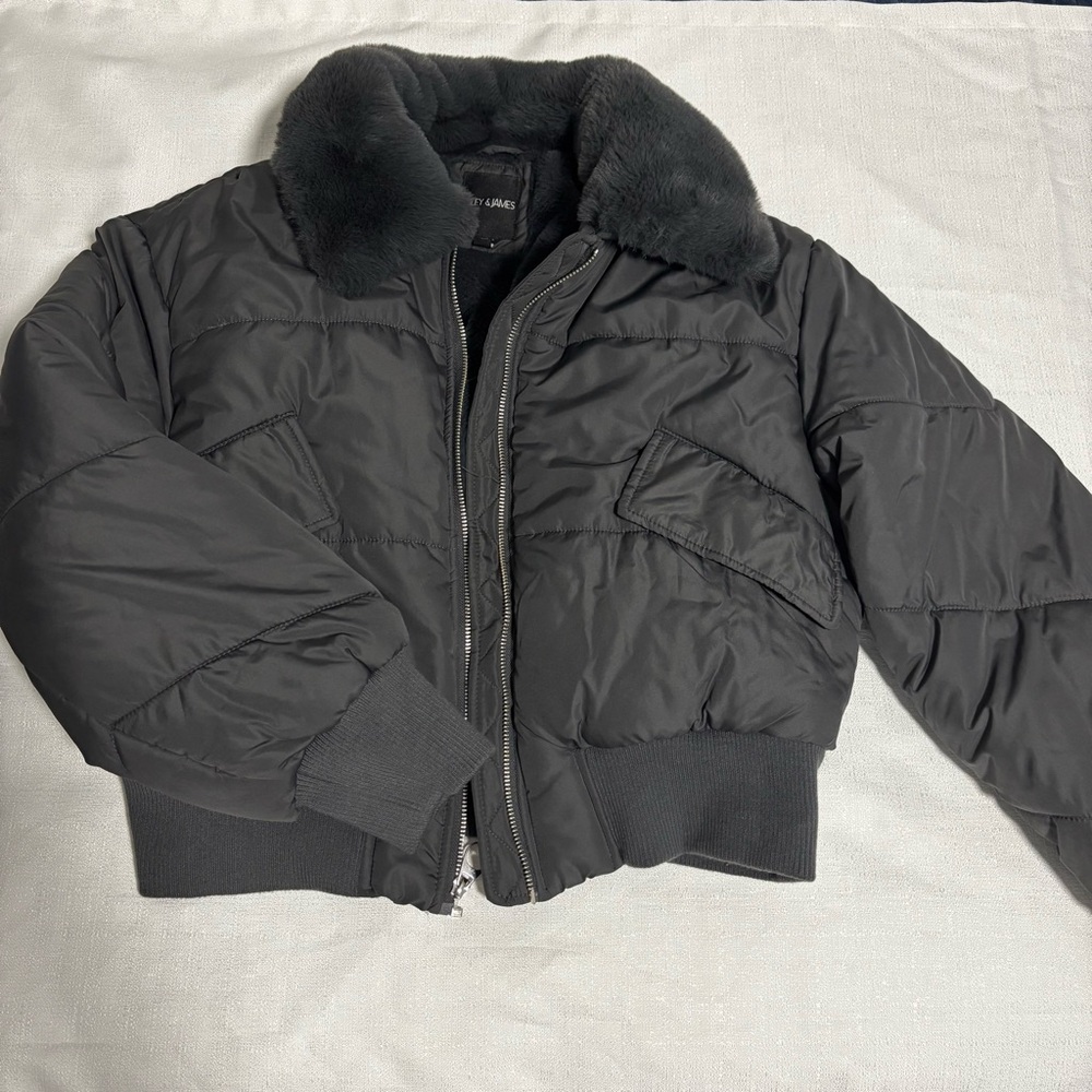 Gray Cropped Puffer Jack